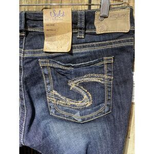 Womens SILVER Jeans Suki Mid Rise Bermuda Blue Denim Thick Stitch Sz W34